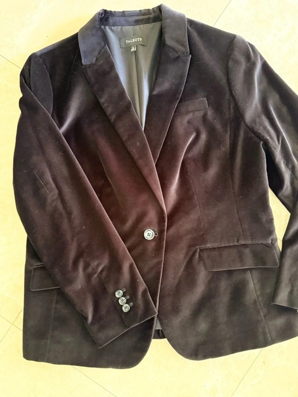 Talbots Black Velvet Blazer Jacket Size 16 NWOT